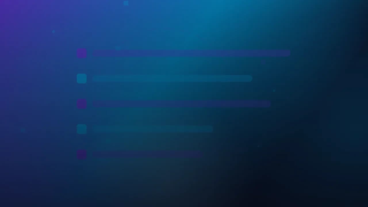 Arte gráfica abstrata do Ciclo Pop nas cores da categoria Listas: degradê com nebulosas de luz e barras empilhadas com marcadores.