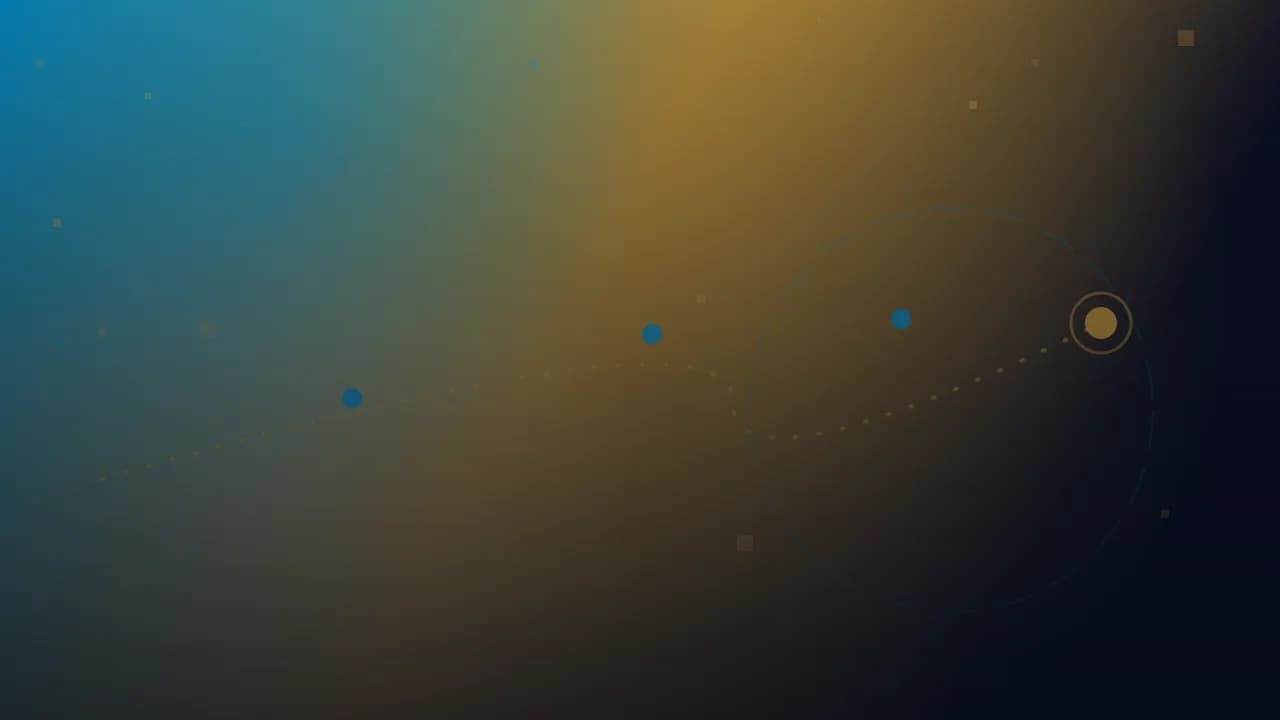 Arte gráfica abstrata do Ciclo Pop nas cores da categoria Guias: degradê com nebulosas de luz e trilha pontilhada com marcos até um alvo.