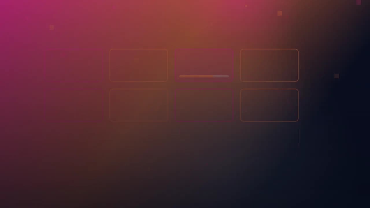 Arte gráfica abstrata do Ciclo Pop nas cores da categoria Séries: degradê com nebulosas de luz e grade de quadros com uma barra de progresso.