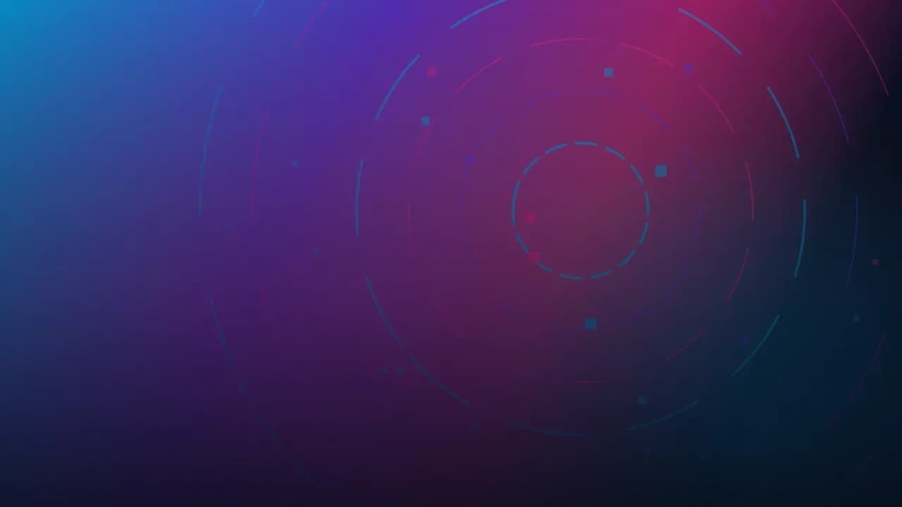 Arte gráfica abstrata do Ciclo Pop: degradê da marca com nebulosas de luz, malha de pixels e arcos concêntricos.